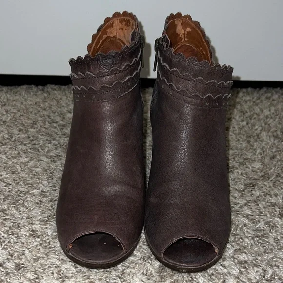 Lucky Brand Dark Brown Peep-Toe Wedge Booties - Picture 2 of 11